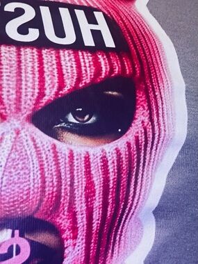 Pink Knit Balaclava Graphic Tee